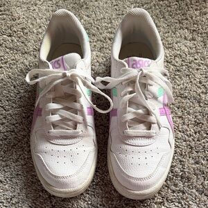 Asics Women's Cream and Purple Sneakers